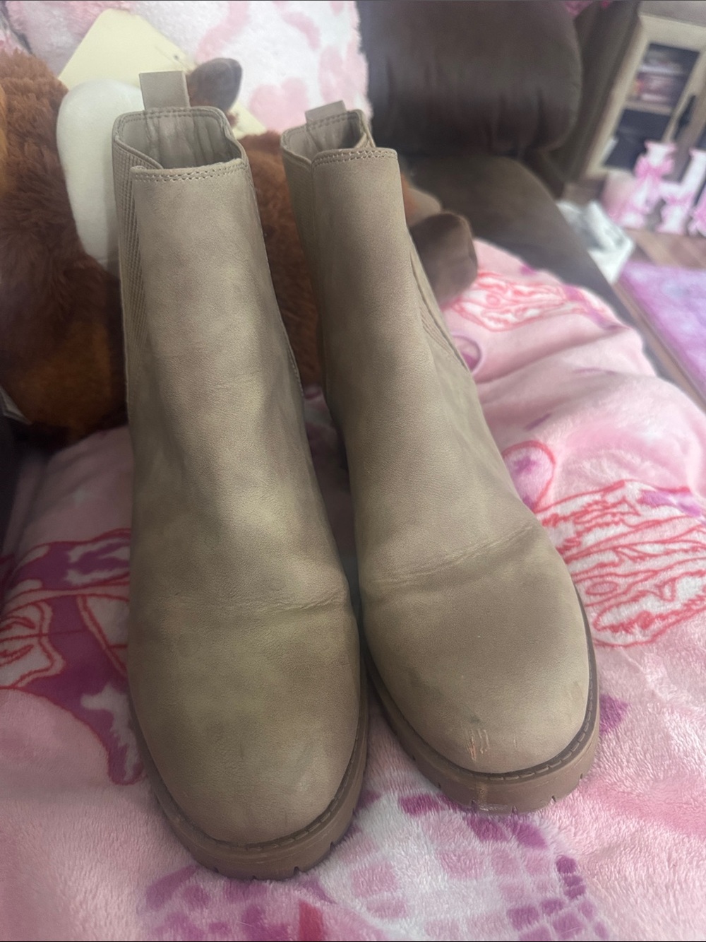 MIA Taupe Slip-On Chelsea Ankle Booties size 10